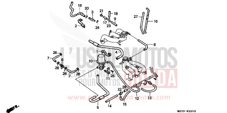 ROHRE (2) (AUSSER AR/SI/SW) von Gold Wing CANDY SPECTRA RED (R176K) von 1994